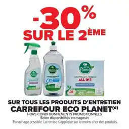 Carrefour Market Carrefour Eco Planet Sur tous les produits d'entretien offre