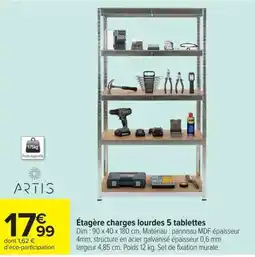 Carrefour Market ARTIS Étagère charges lourdes 5 tablettes offre