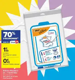 Carrefour Market Bic velleda ardoise effaçable à sec +1 feutre bleu offre