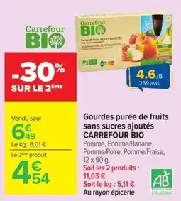 Carrefour Market Carrefour BIO Gourdes purée de fruits offre