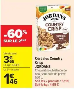Carrefour Market JORDANS Céréales Country Crisp offre