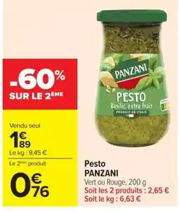 Carrefour Market PANZANI Pesto offre