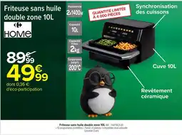Carrefour Market HOME Friteuse sans huile double zone 10L offre