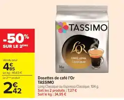 Carrefour Market TASSIMO Dosettes de café l'Or offre