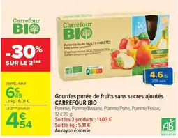Carrefour Market Carrefour BIO Gourdes purée de fruits sans sucres ajoutés offre
