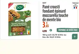 La Vie Claire SOY Pané crousti fondant épinard mozzarella touche de mente bio offre