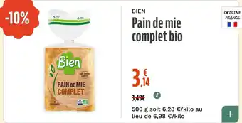 Bien Pain de mie complet bio