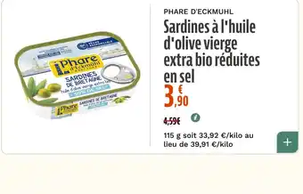 PHARE D'ECKMUHL Sardines à l'huile d'olive vierge extra bio réduites en sel