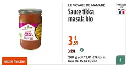 La Vie Claire LE VOYAGE DE MAMABÉ Sauce tikka masala bio offre