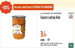 La Vie Claire LE VOYAGE DE MAMABÉ Sauce satay bio offre