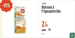 La Vie Claire Lima boisson à l'épeautre bio offre