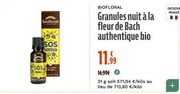 La Vie Claire BIOFLORAL Granules nuit à la fleur de Bach authentique bio offre