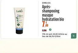 La Vie Claire EMBLICA Après-shampooing masque hydratation bio offre
