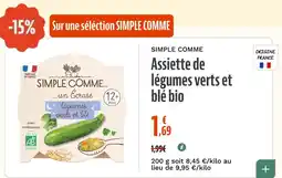 La Vie Claire SIMPLE COMME Assiette de légumes verts et blé bio offre