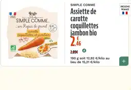 La Vie Claire SIMPLE COMME Assiette de carotte coquillettes jambon bio offre