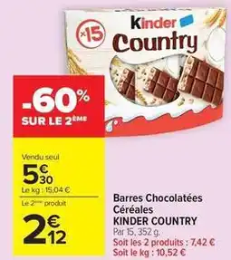 Carrefour Drive Kinder - barres chocolatées céréales offre