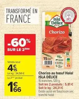 Carrefour Drive Chorizo au boeuf halal offre