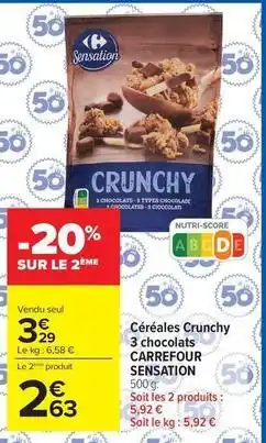 Carrefour Drive Carrefour - céréales crunchy 3 chocolats offre