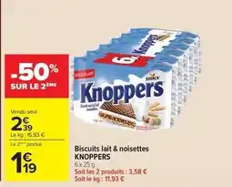 Carrefour Drive Knoppers - biscuits lait & noisettes offre