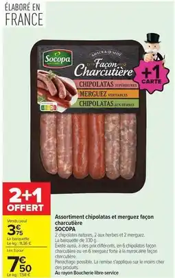 Carrefour Drive Socopa - assortiment chipolatas et merguez façon charcutière offre