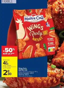Carrefour Drive Maître coq - wings party offre
