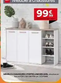 BUT Meuble à chaussures 3 portes 4 niches axel offre