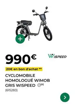 Feu Vert Wispeed - cyclomobile homologué wimob gris offre