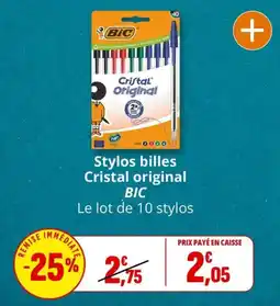 Coccinelle Express BIC Stylos billes Cristal original offre