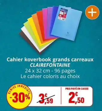 CLAREFONTAINE Cahier koverbook grands carreaux