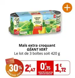 Coccinelle Express Géant Vert Maïs extra croquant offre
