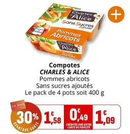 Coccinelle Express Charles & Alice Compotes Pommes abricots offre