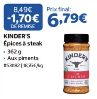 Costco KINDER'S Épices à steak offre