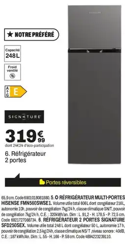 BUT Signature réfrigérateur 2 portes offre