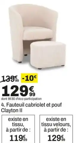 BUT Clayton II Fauteuil cabriolet et pouf offre