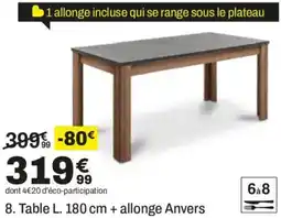 BUT Anvers Table L. 180 cm + allonge offre