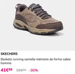 La Halle SKECHERS Baskets running semelle mémoire de forme sable homme offre