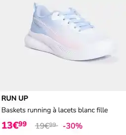 La Halle RUN UP Baskets running à lacets blanc fille offre