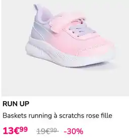 La Halle RUN UP Baskets running à scratches rose fille offre