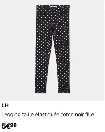 LH Legging taille élastiquée coton noir fille