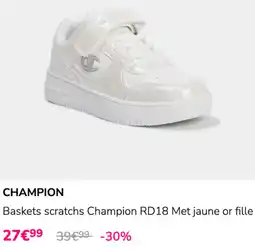 La Halle CHAMPION Baskets scratches Champion RD18 Met jaune or fille offre