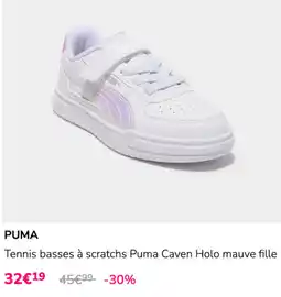 La Halle PUMA Tennis basses à scratches Puma Caven Holo mauve fille offre