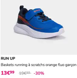 La Halle RUN UP Baskets running à scratches orange fluo garçon offre