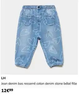 La Halle LH Jean denim bas resserré coton denim stone bébé fille offre