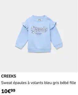 La Halle CREEKS Sweat épaules à volants bleu gris bébé fille offre