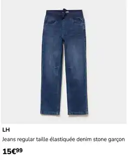 La Halle LH Jeans regular taille élastiquée denim stone garçon offre