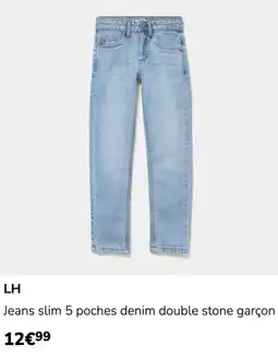 La Halle Jeans slim 5 poches denim double stone garçon offre