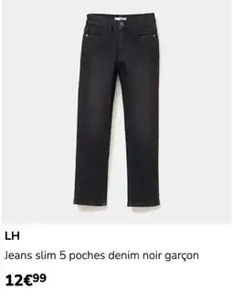 La Halle LH Jeans slim 5 poches denim noir garçon offre