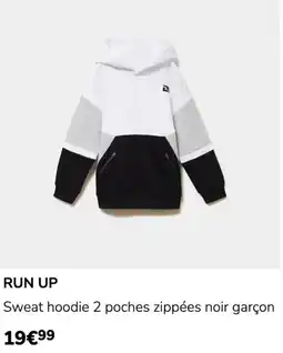 La Halle RUN UP Sweat hoodie 2 poches zippées noir garçon offre