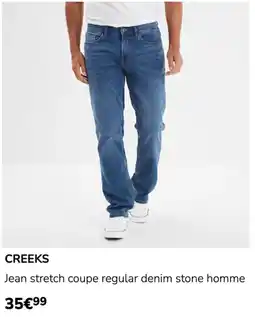 La Halle CREEKS Jean stretch coupe regular denim stone homme offre