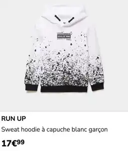 La Halle RUN UP Sweat hoodie à capuche blanc garçon offre